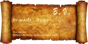 Brankó Vidor névjegykártya